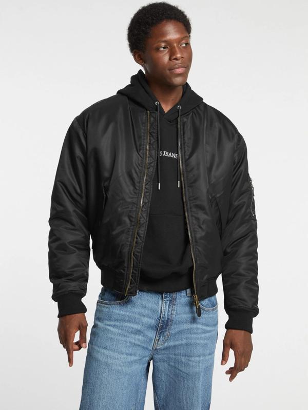 Guess Gj Bomber Erkek Siyah Bomber Ceket M5RL81WHAA2-JBLK - Image 1