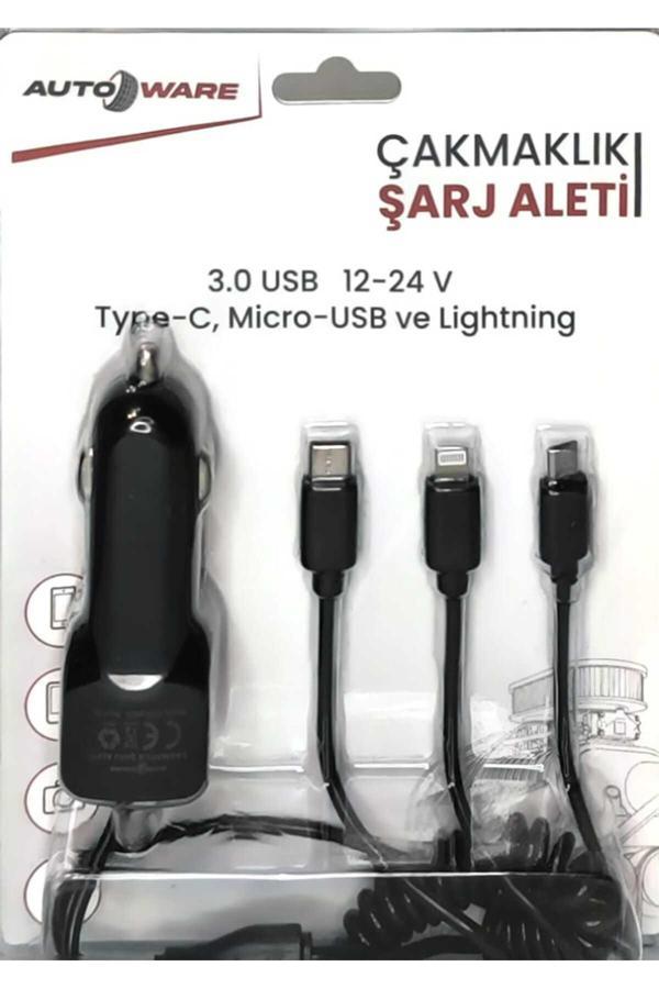 Autoware Çakmaklık Şarj Aleti 3.0 Usb 12-24V - Image 1