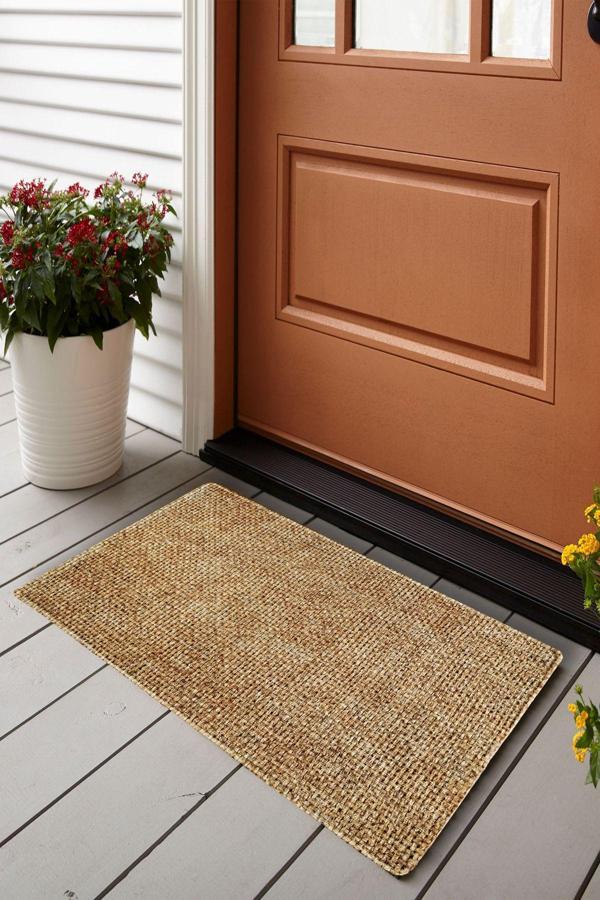 Vagonik Jüt Desenli Jüt Detaylı Pvc Tabanlı Kalın Kapı Önü Paspası 45X75 - Image 1