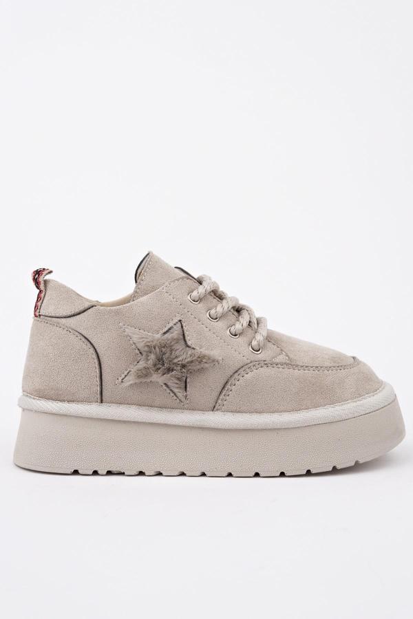 Muggo TRUNKS Kalın Taban Bağcıklı Yıldız Detaylı Çocuk Kışlık Sneaker Spor Ayakkabı - Image 1