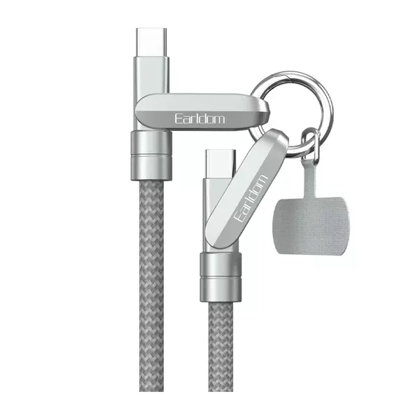 Earldom 1M 60W Type-C Askısılı PD Şarj Kablo-Gümüş - Image 1