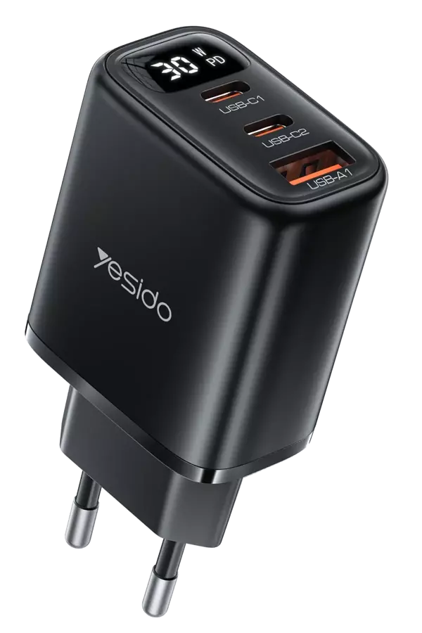 Yesido Dijital Göstergeli 30W 3 Çıkış Şarj Cihazı - Image 1