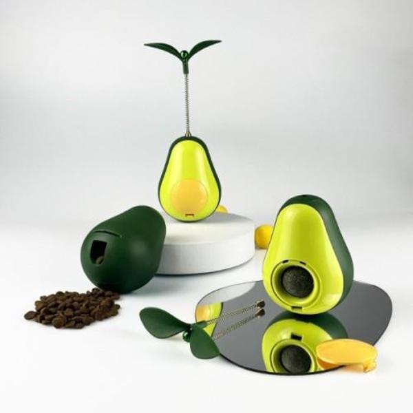 Avokado Şeklinde Kedi Naneli ve Mama Hazneli Kedi Oyuncağı - Image 1