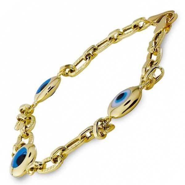 Sedefli Göz Boncuğu 14 Ayar Altın Bileklik - Image 1