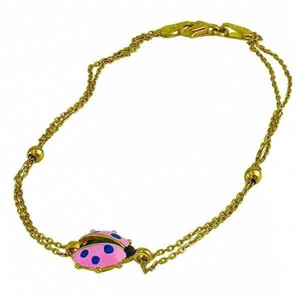 Pembe Uğur Böceği 14 Ayar Altın Bileklik - Image 1