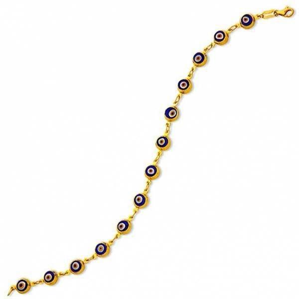 Onüç Sıra Seramik Nazar 14 Ayar Altın Bileklik - Image 1