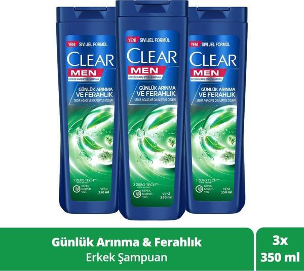Clear Men Kepeğe Karşı Etkili Şampuan Günlük Arınma Ve Ferahlık 350 Ml X3 Adet - Image 1