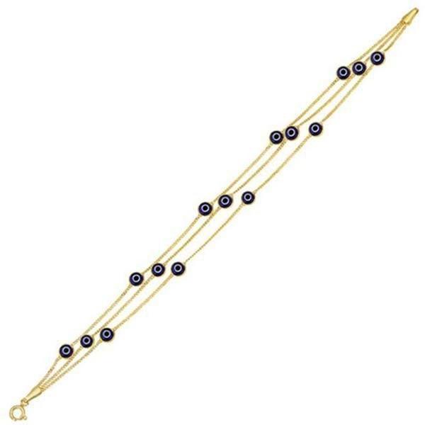 Üç Sıra Kuş Gözü 14 Ayar Altın Bileklik - Image 1