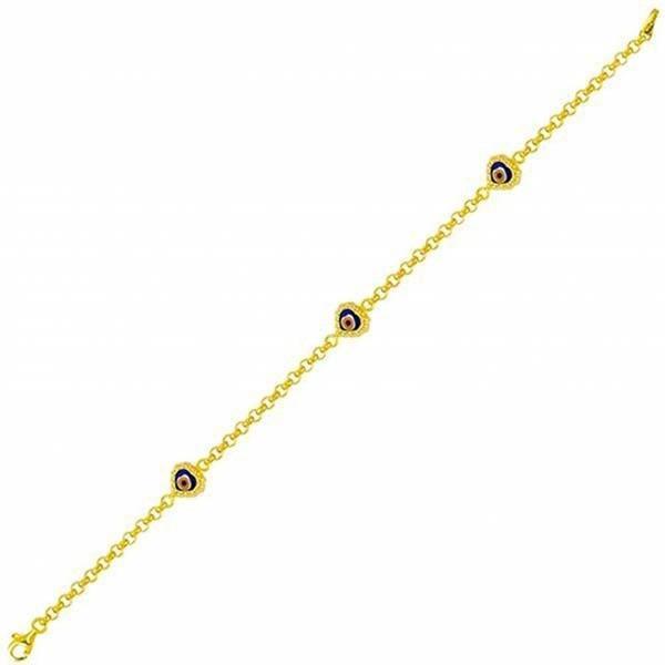 Üçlü Kalp Gözlü 14 Ayar Altın Bileklik - Image 1