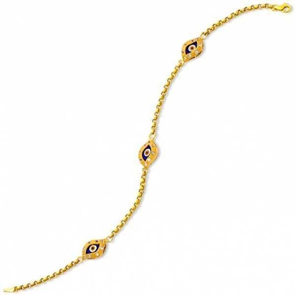 Çekik Gözlü Nazar 14 Ayar Altın Bileklik - Image 1