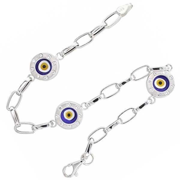 Taşlı Beyaz Göz 14 Ayar Altın Bileklik - Image 1