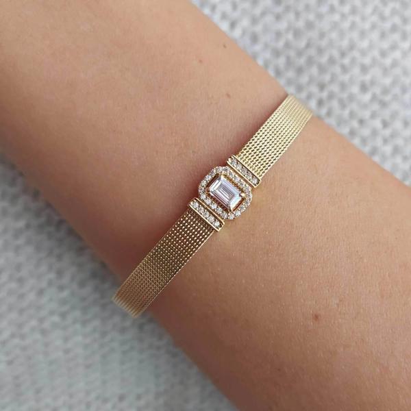 Baget taşlı altın italyan bileklik 15 gram - Image 1