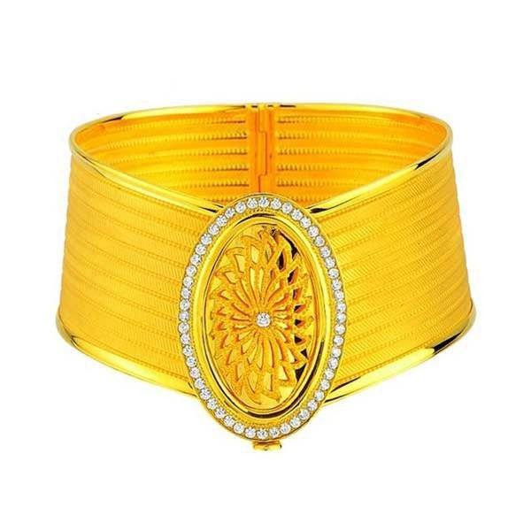 Taşlı 9 sıra hasır kelepçeli bilezik 40.00 gram 22 ayar altın - Image 1