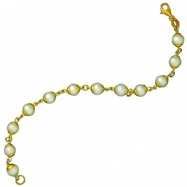 Sıralı Beyaz İnicili 14 Ayar Altın Bileklik - Image 1