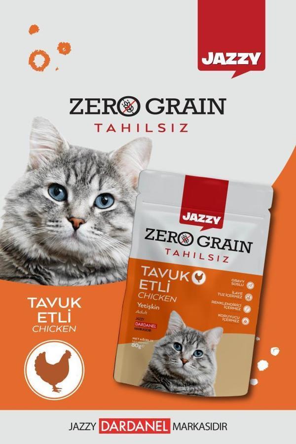 Jazyy Zero Grain Kedi Maması Tavuklu Poşet 80 gr x 8 Adet - Image 1