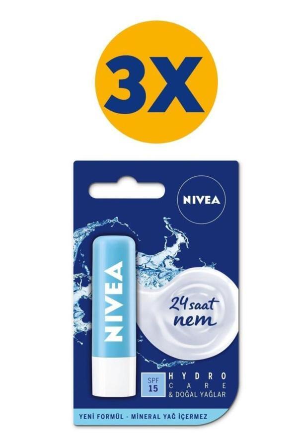 Renksiz Dudak Bakım Kremi Hydro Care 4.8gr, 24 Saat Nem, Spf15, Güneş Koruyucu, X3 Adet - Image 1