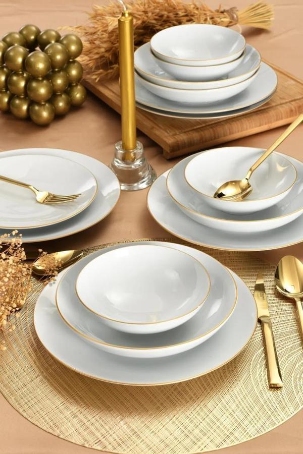 Güral Porselen Atina 24 Parça 6 Kişilik Gold Yemek Takımı - Image 1