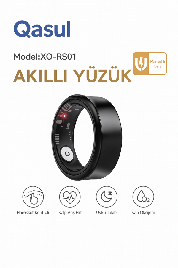 Akıllı Yüzük – Kalp Atışı, Uyku, Adım ve Kan Oksijen Takibi Sağlığınızı Parmak Ucunuzda Takip Edin - Image 1