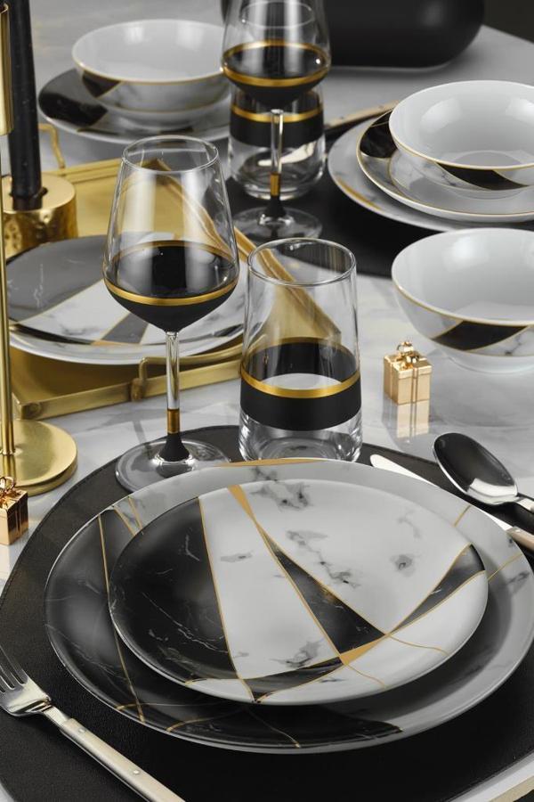Kütahya Porselen Marble 6 Kişilik 24 Parça Yemek Takımı - Image 1