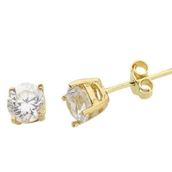 Küpe Tırnaklı Köşeli Tek Taş 1,15 Gram 14 Ayar Altın - Image 1