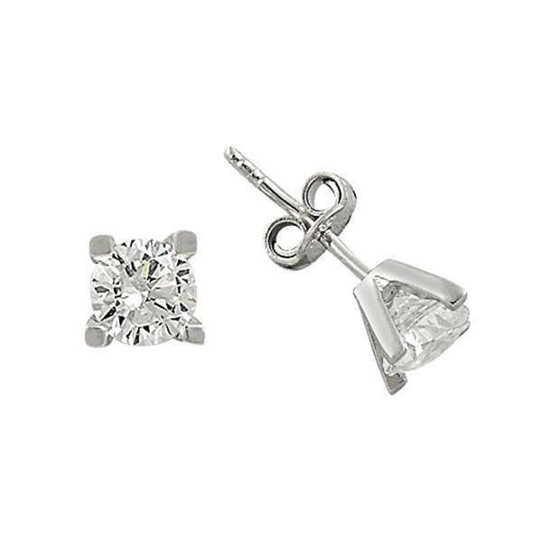 Küpe Tektaş Beyaz 1,49 Gram 14 Ayar Altın - Image 1