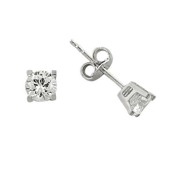 Küpe Tektaş Beyaz 1,47 Gram 14 Ayar Altın - Image 1