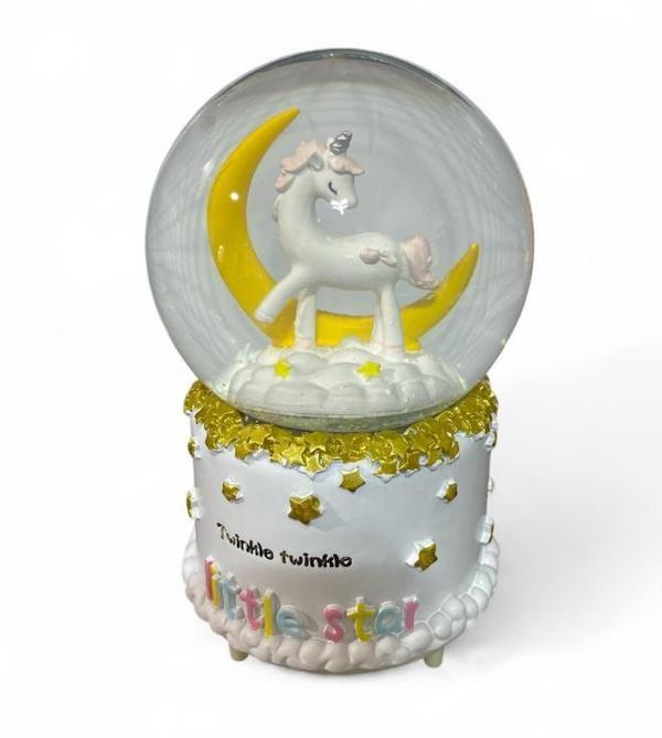 10 cm Seslı Işıklı Ay Pony   Kar Küresi 5418 - Image 1