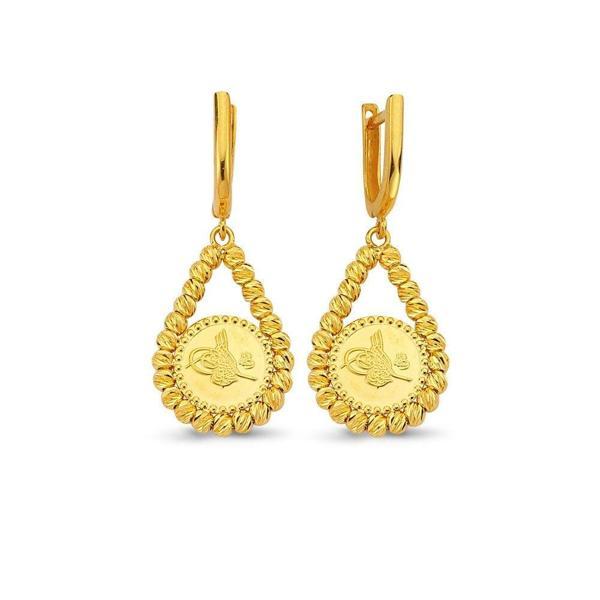 22 Ayar dorikalı turalı sallantılı küpe - Image 1