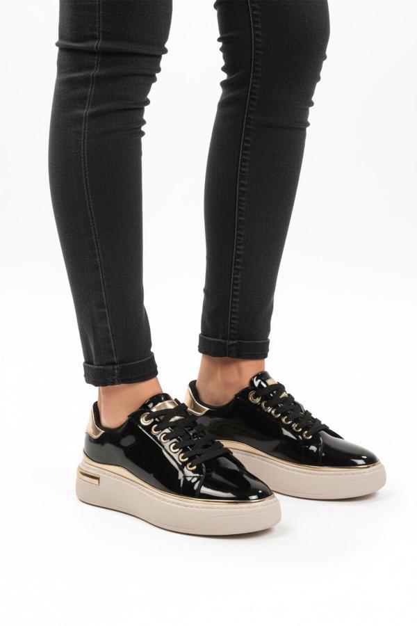 Siyah Rugan Bağcıklı Hafif Kadın Sneaker Lady 029 Z - Image 1