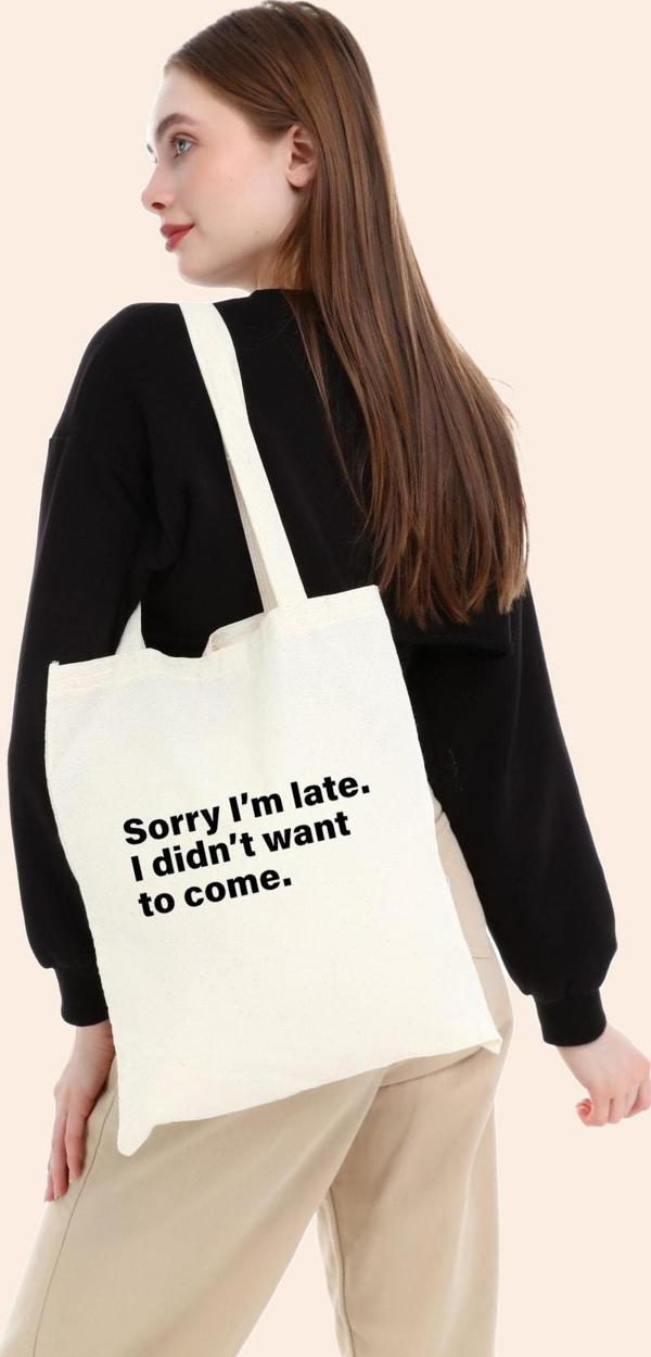 Sorry I'm Late Ham Bez Omuz Çantası - Image 1