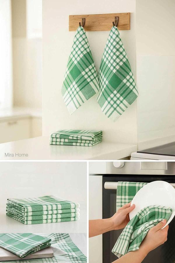 10 lu Lüks Bulaşık Kurulama Bezi ve Mutfak Peçetesi 50x70 Cm Daily Yeşil - Image 1