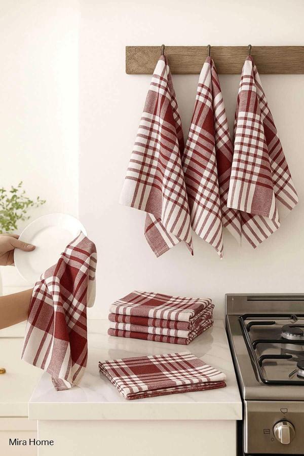 10 lu Lüks Bulaşık Kurulama Bezi ve Mutfak Peçetesi 50x70 Cm Daily Bordo - Image 1