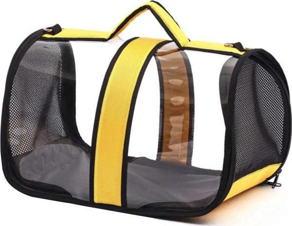 Kedi Taşıma Çantası Şeffaf Seyahat Evcil Hayvan Çantası Büyük Boy Şeffaf Astronot Fly Bag-Büyük-Sarı - Image 1