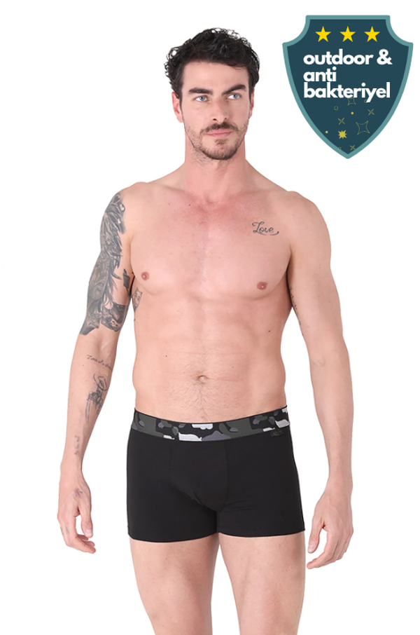 North Ice %92 Pamuk Kamuflaj Outdoor Boxer 2’li Paket –  Rahat & Antibakteriyel SİYAH/ LACİVERT - Image 1