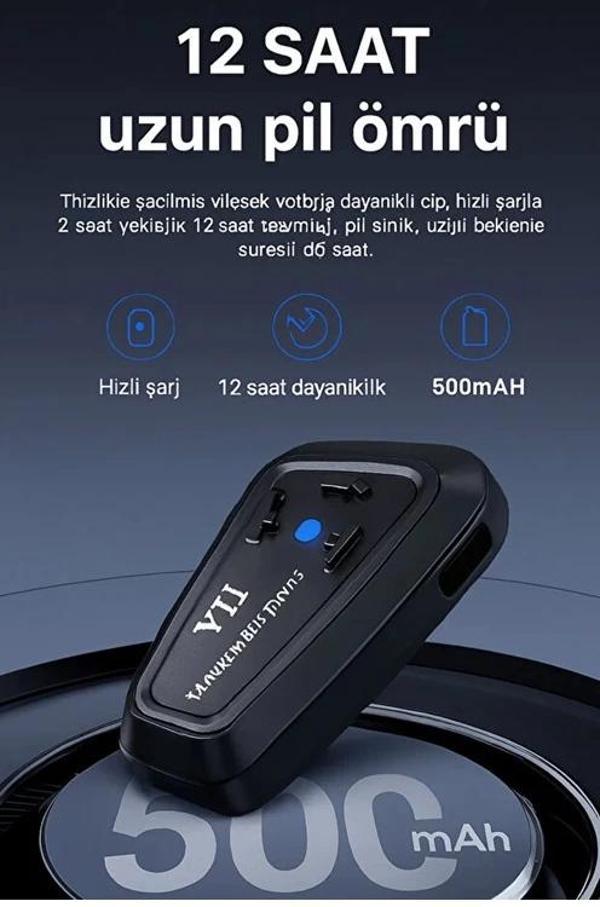Y11 Bluetooth Kulaklık Mikrofonlu Motosiklet Kulaklığı İntercom Bt 5.3 - Image 1