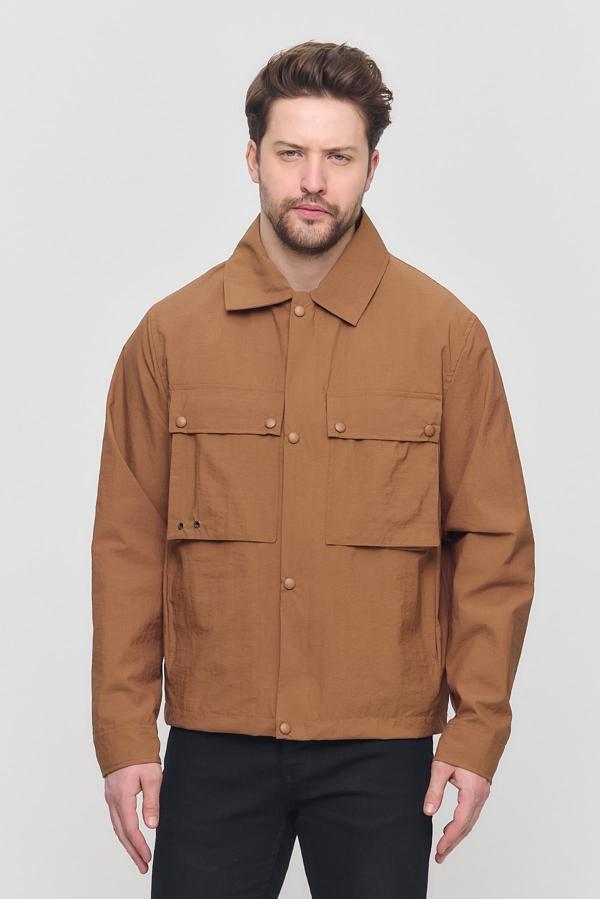 Kahverengi Erkek Çift Göğüs Cepli Yazlık Ceket&Mont - Image 1