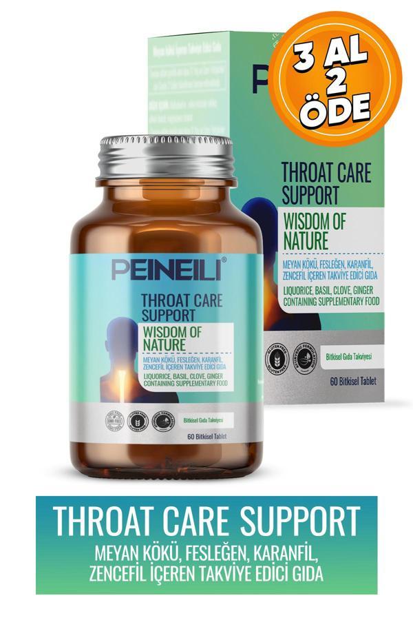 Peineili Throat Care Support Meyan Kökü, Fesleğen, Karanfil, Zencefil Içeren Takviye Edici Gıda 60 Tablet - Image 1
