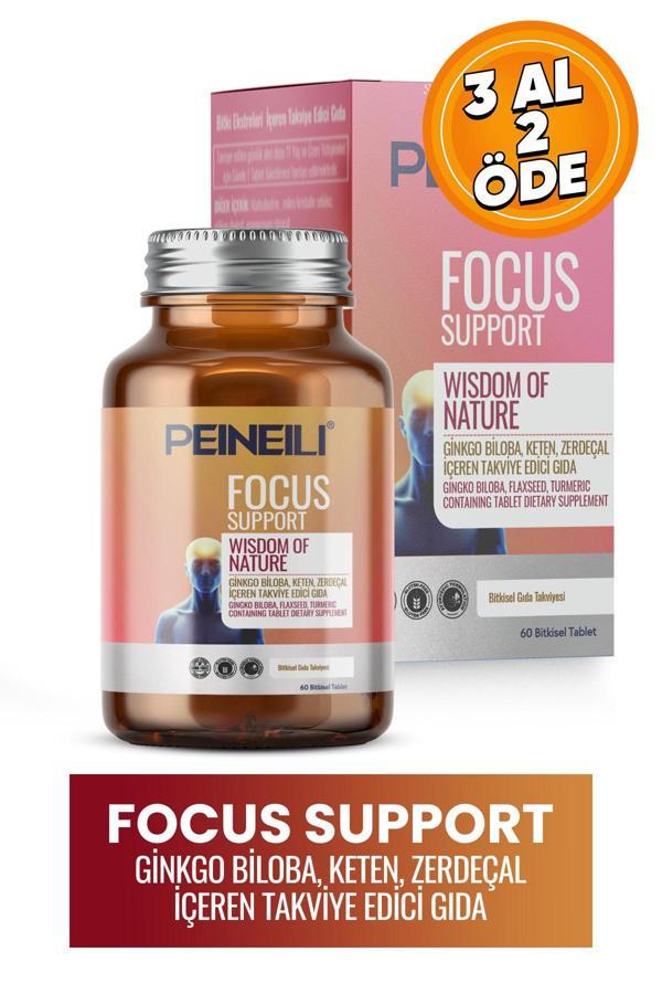 Peineili Focus Support Ginkgo Biloba, Keten Zerdeçal, Içeren Takviye Edici Gıda 60 Bitkisel Tablet - Image 1