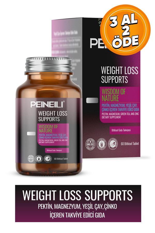 Peineili Weight Loss Supports Pektin, Magnezyum, Çinko İçeren Takviye Edici Gıda 60 Bitkisel Tablet - Image 1