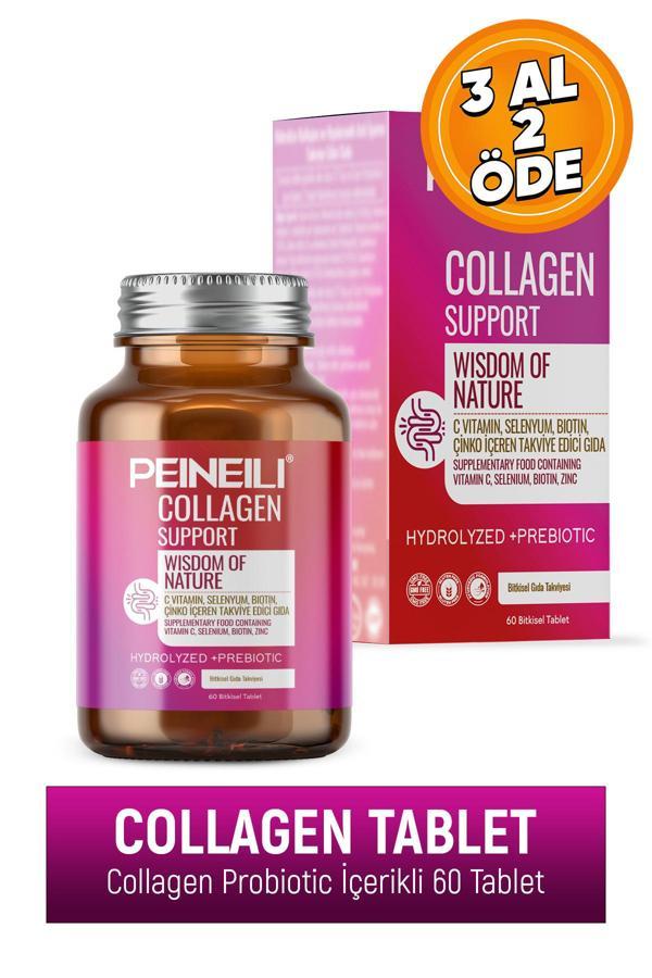 Peineili Collagen Support Hidrolize Collagen Selenyum, Biotin, Probiotic İçeren Takviye Edici Gıda 60 Tablet - Image 1