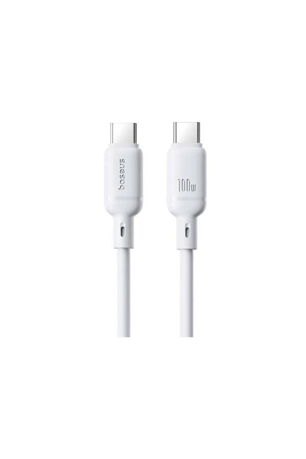 Baseus Type-C To Type-C 100W Hızlı Şarj Kablosu 1M - Beyaz - Image 1