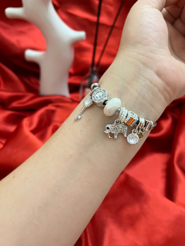 Biem Pandora Model Gümüş Renk Bileklik Beyaz - Image 1