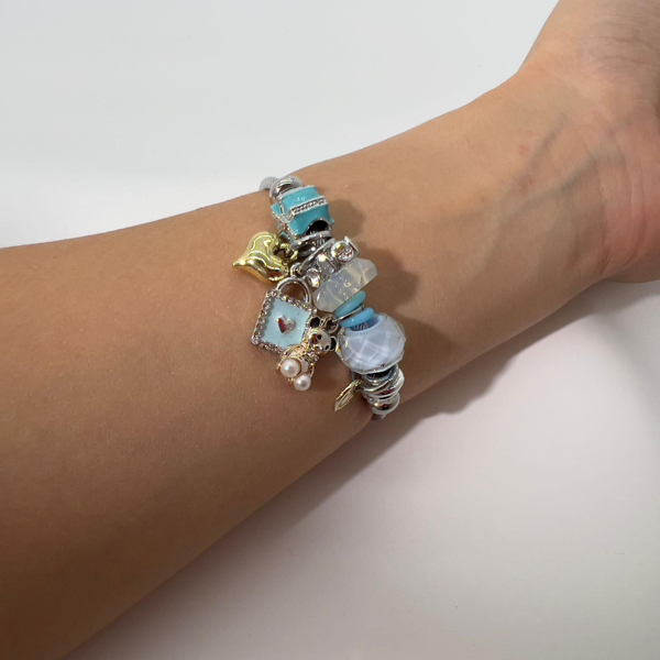 Biem Pandora Model Gümüş Renk Bileklik Mavi - Image 1