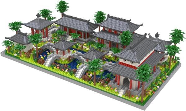 Kadablk Suzhou Bahçesinin Çin Tarzı Mimarisi, 3'lü Arka Bahçe Seti - 3988 Parça - Image 1