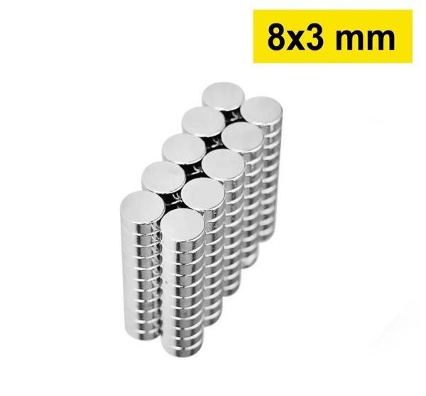 5 Adet 8x3mm Yuvarlak Neodyum Mıknatıs Güçlü Nikel Kaplamalı Kaliteli Dayanıklı Magnet - Image 1