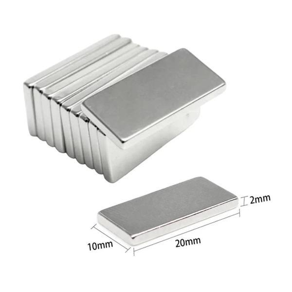 50 Adet 20x10x2 Mm Neodyum Mıknatıs Köşeli Magnet N35 Nikel Kaplama Güçlü Kaliteli Dayanıklı - Image 1