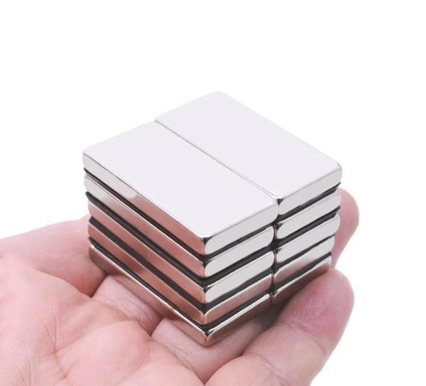 50 Adet 40x20x5mm Neodyum Magnet Güçlü N35 Mıknatıs Köşeli Nikel Kaplama - Image 1