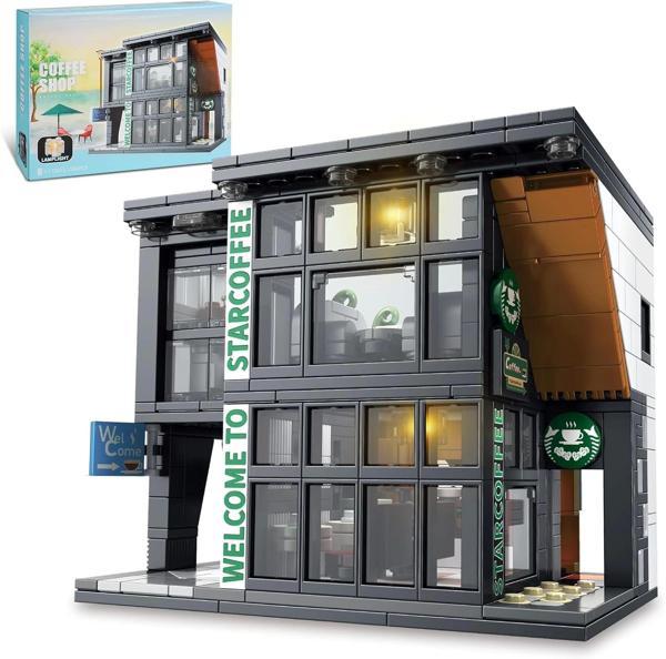 NEWABWN Işıklı Modern Kafe Dükkanı İnşaat Yapı Oyuncağı - 581 Parça - Image 1