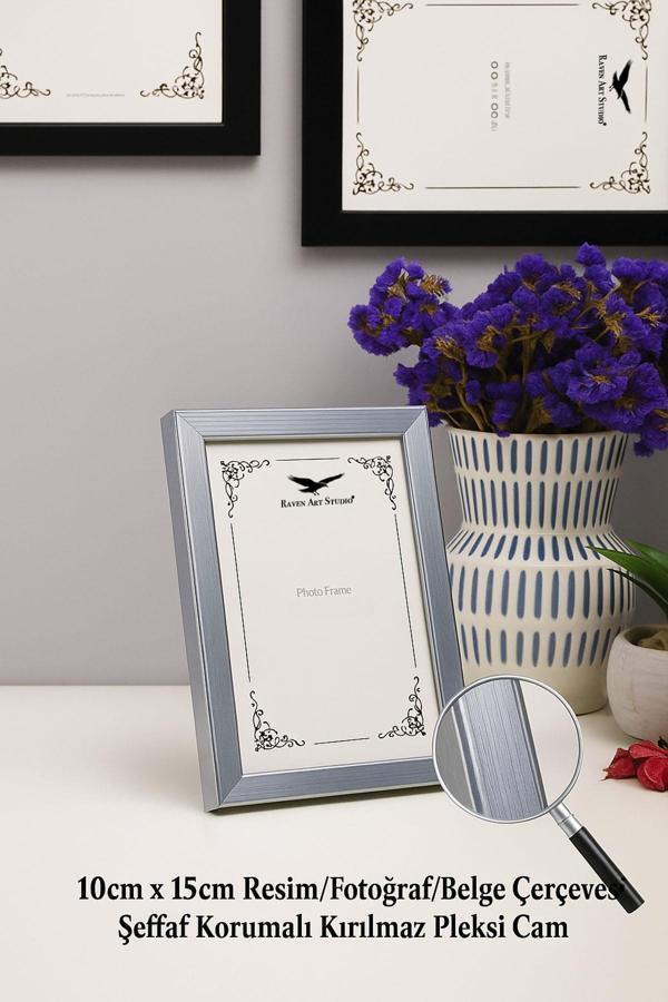 Ermitaj 10cm x 15cm Resim Fotoğraf Belge Poster Evrak Çerçevesi Korumalı Kırılmaz Pleksi Cam - Image 1