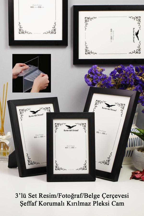 Ermitaj 3'lü Set 10cm x 15cm + 13cm x 18cm + 15cm x 21cm Korumalı Kırılmaz Pleksi Cam - Image 1